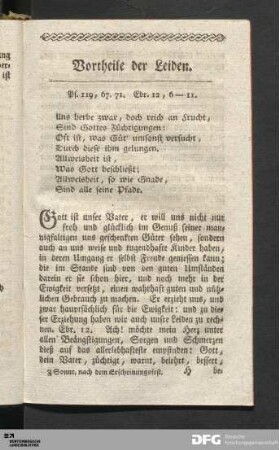 Vortheile der Leiden.