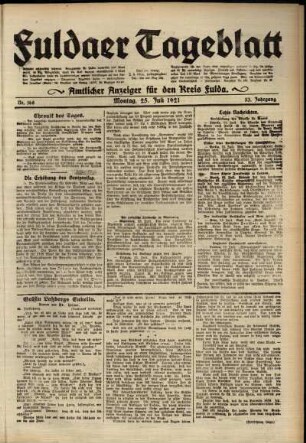 Ausgabe vom Montag, den 25. Juli 1921.