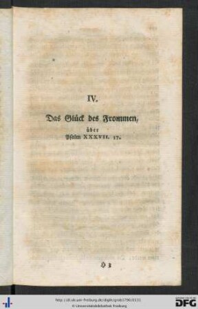 IV. Das Glück des Frommen.