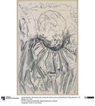 Oberkörper der Leiche des Hans Karl von Winterfeldt im Sarg