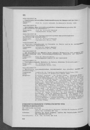 Forschungsbereich Umweltschutz und Umweltgestaltung
