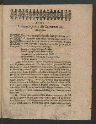 Caput I. Indigenae qui[ ]sint; Et Germanos esse indigenas.