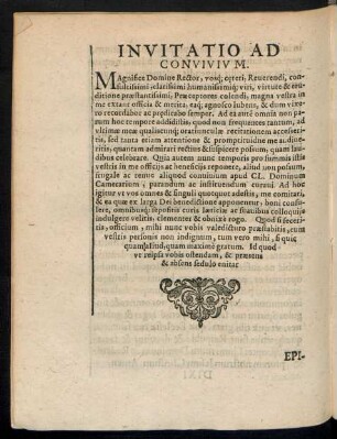 Invitatio Ad Convivium.