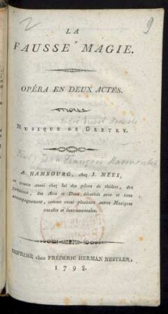 La Fausse Magie : Opéra En Deux Actes