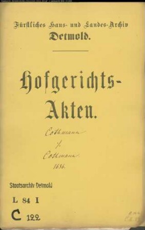 Cothmann, Henrich gegen Franz Cothmann und Henrich Müller - Vormundschaftliche Verwaltung