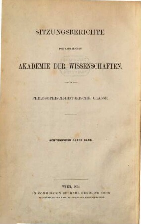 Sitzungsberichte. 78, 78. 1874