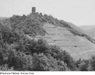 Cochem. Winneburg (1251/1300, 1689 Sprengung). Ansicht von Südwesten