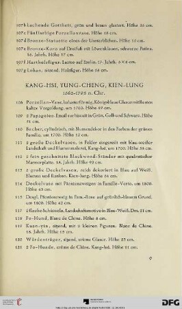 Kang-Hsi, Yung-Cheng, Kein-Lung 1662-1795 n. Chr. (Nr. 108-190)