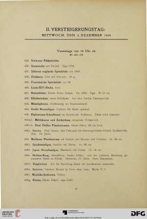 II. Versteigerungstag: Mittwoch, den 3. Dezember 1924 (Nr. 455-776)