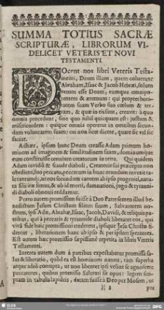 Summa Totius Sacrae Scripturae, Librorum Videlicet Veteris Et Novi Testamenti