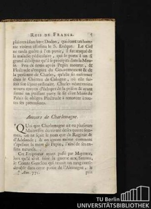 Amours de Charlemagne.