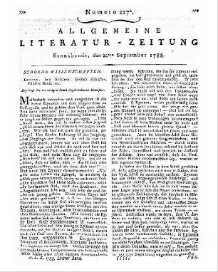 Neue Litteratur und Völkerkunde : ein periodisches Werk / hrsg. von J. W. v. Archenholtz. - Leipzig : Göschen Jg. 1, St. 11-12. 1787. - Jg. 2, St. 1-4. 1788