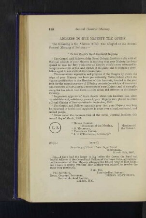 Jubilee Address to Her Majesty the Queen.