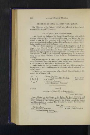 Jubilee Address to Her Majesty the Queen.