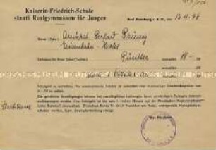 Bescheid über die Höhe des Schulgeldes