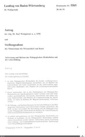 Reform der Pädagogischen Hochschulen