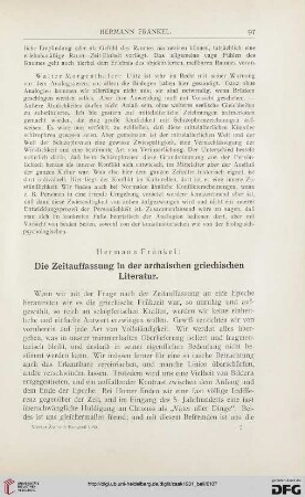 25: Die Zeitauffassung in der archaischen griechischen Literatur