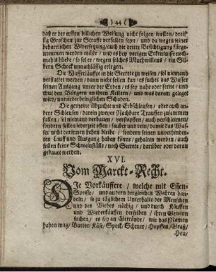XVI. Vom Marckt-Recht