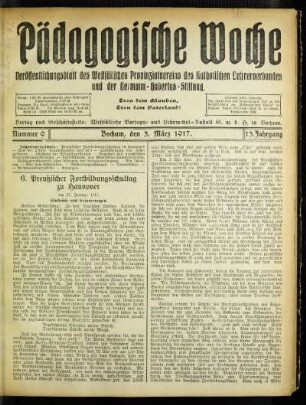 6. Preußischer Fortbilidungsschultag zu Hannover am 27. Januar 1917 : Eindrücke und Erinnerungen