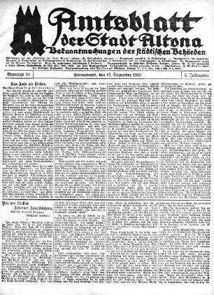 Nummer 50 : Sonnabend, den 12. Dezember 1925