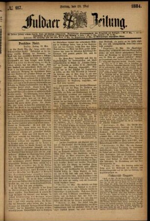 Ausgabe vom Freitag, den 23. Mai 1884.