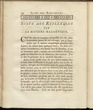 Suite des Réfléxions sur La Matiere Magnétique.