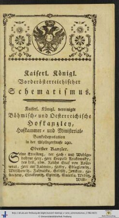 Kaiserl. Königl. vereinigte Böhmisch- und Oesterreichische Hofkanzley.