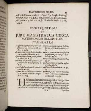 Caput Quartum. De Jure Magistratus Circa Matrimonium Præsumtum.