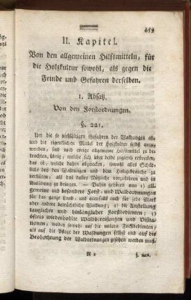 II. Kapitel. Von den allgemeinen Hilfsmitteln, für die Holzkultur sowohl, als gegen die Feinde und Gefahren derselben.