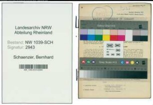 Entnazifizierung Bernhard Schaenzer , geb. 20.03.1891 (Stadtinspektor)
