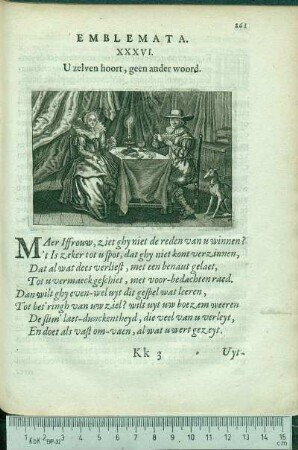 Emblemata. XXXVI. U zelven hoort, geen ander woord.