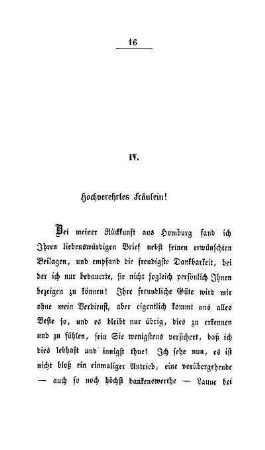 IV. Hochverehrtes Fräulein!