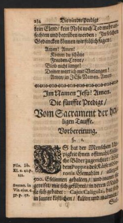 Die fünffte Predigt/ Vom Sacrament der heiligen Tauffe.
