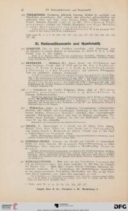 XI. Nationalökonomie und Numismatik (Nr. 346-357)