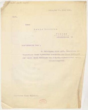 Brief an Erwin Lendvai : 31.03.1921