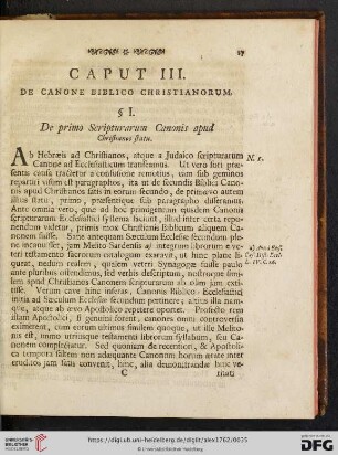 Caput III. De canone biblico christianorum