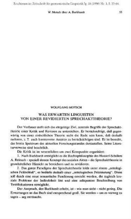 Was erwarten Linguisten von einer revidierten Sprechakttheorie?