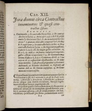 Cap. XII. Jura domus circa Contratus innominatos & quasi contractus sistens.