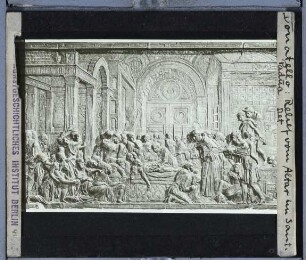 Padua, Basilika des Heiligen Antonius, Hochaltar, Relief "Das Herz des Geizigen"