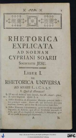Liber I. De Rhetorica Universa.