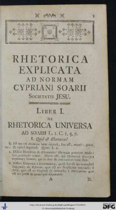 Liber I. De Rhetorica Universa.