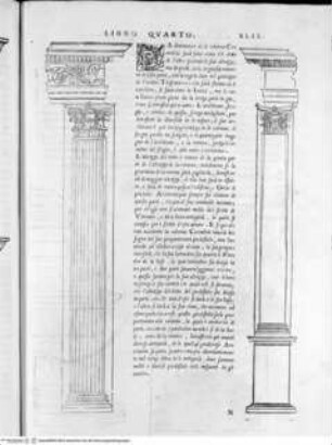 Regole generali di architettura di Sabastiano Serlio bolognese sopra le cinque maniere degli edifici, ... (4. Buch), Folio XLIX: Korinthische Ordnung, zwei Säulen mit Architrav
