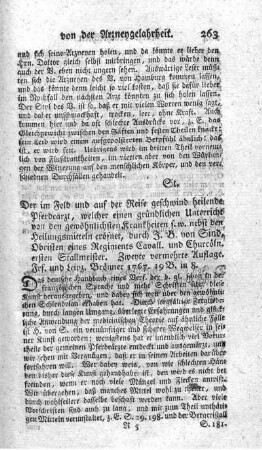 Der im Feld und auf der Reise geschwind heilende Pferdearzt. 2.verm.Aufl.
