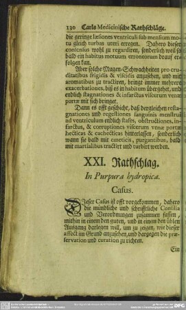 XXI. Rathschlag. In Purpura hydropica