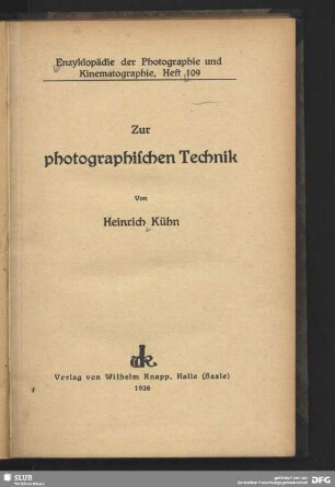 Zur photographischen Technik