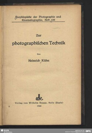 Zur photographischen Technik