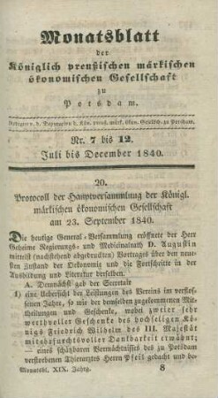 Nr. 7 bis 12. Juli bis December 1840.