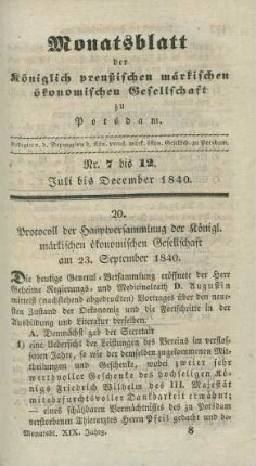 Nr. 7 bis 12. Juli bis December 1840.