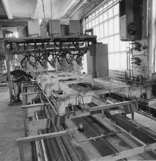 Ottendorf-Okrilla. VEB Betonwerke Dresden, Betriebsteil Ottendorf-Okrilla. Produktionshalle (Teilansicht). Produktionsanlage