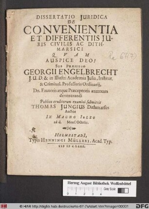 Dissertatio Iuridica De Convenientia Et Differentiis Iuris Civilis Ac Dithmarsici